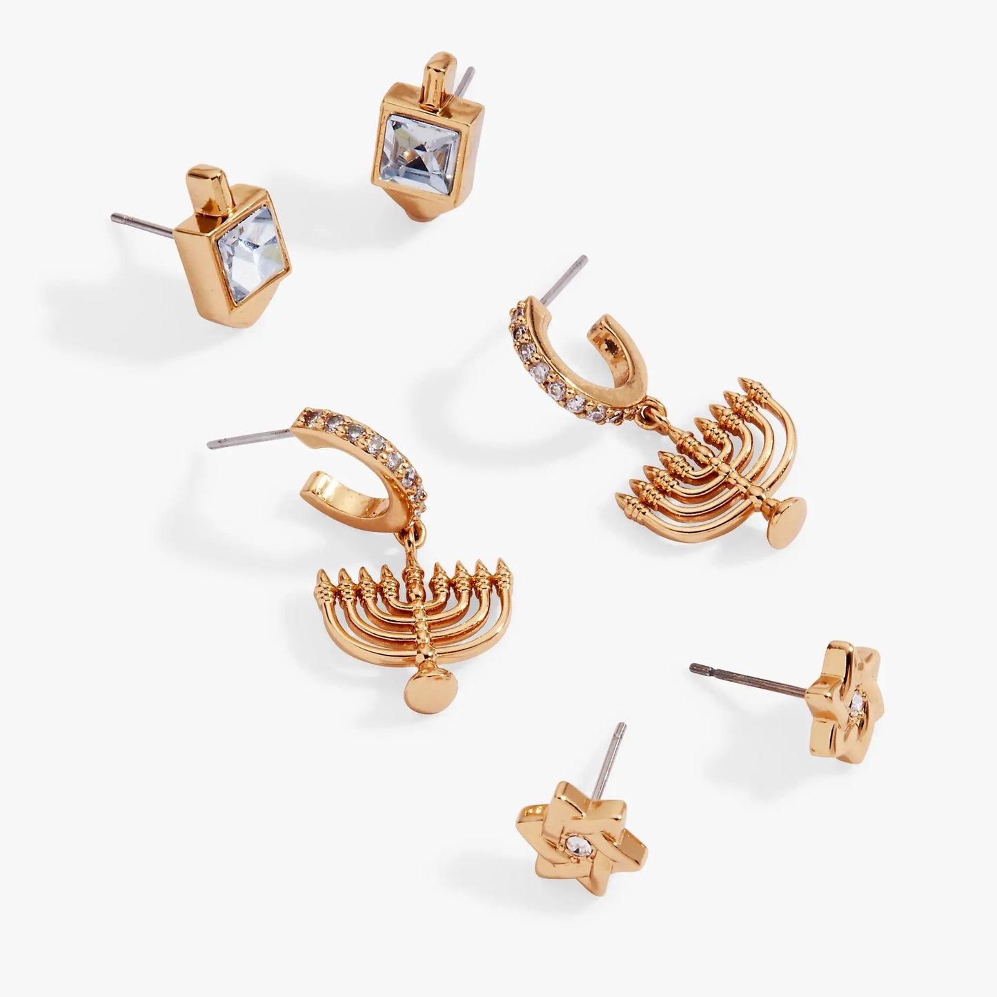 Hanukkah Stud Set with Star of David and Dreidel