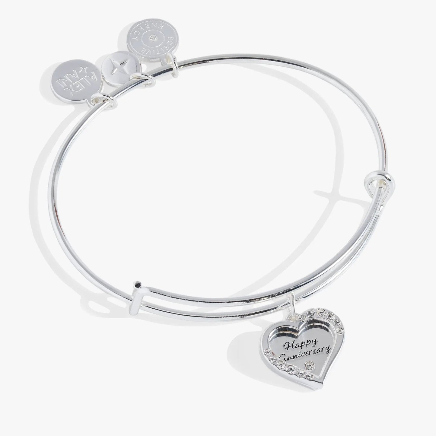 Anniversary Heart Bangle with Crystal Heart Charm