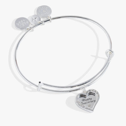 Anniversary Heart Bangle with Crystal Heart Charm