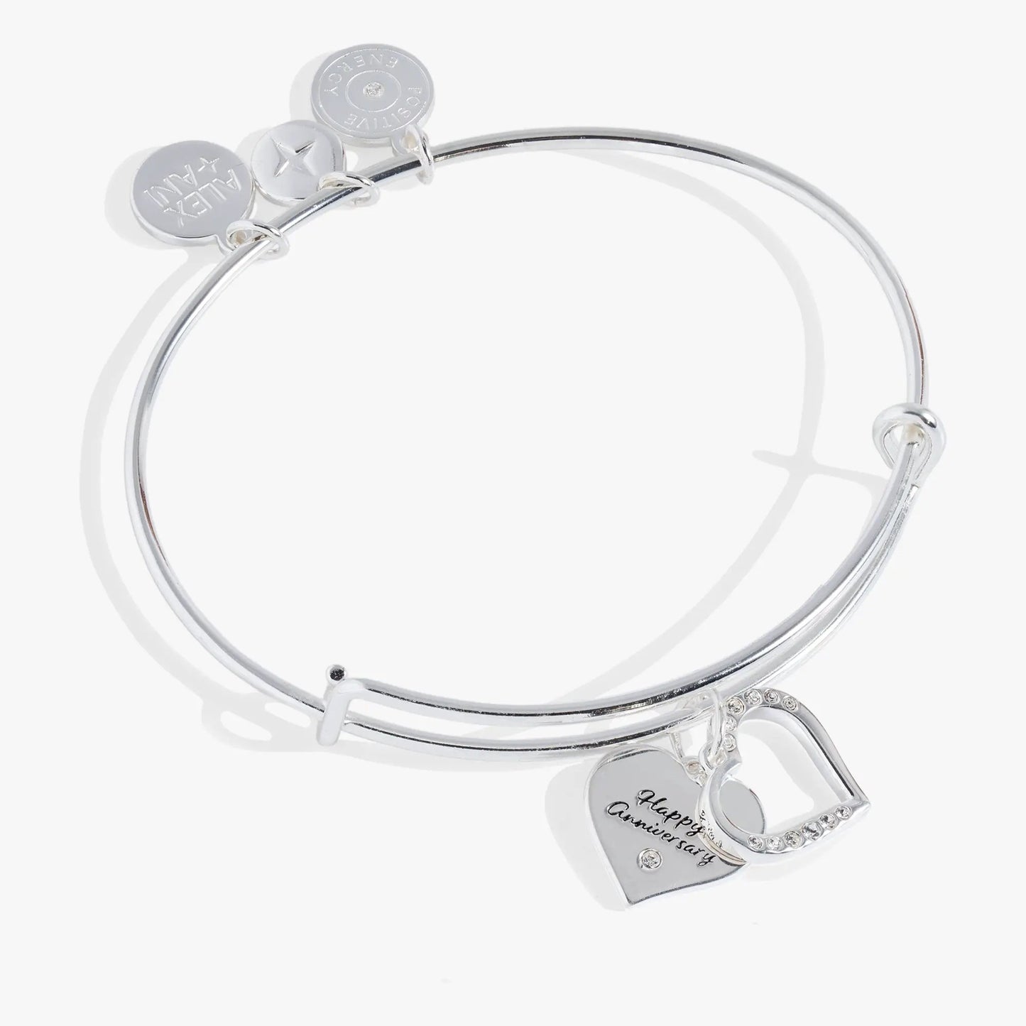 Anniversary Heart Bangle with Crystal Heart Charm