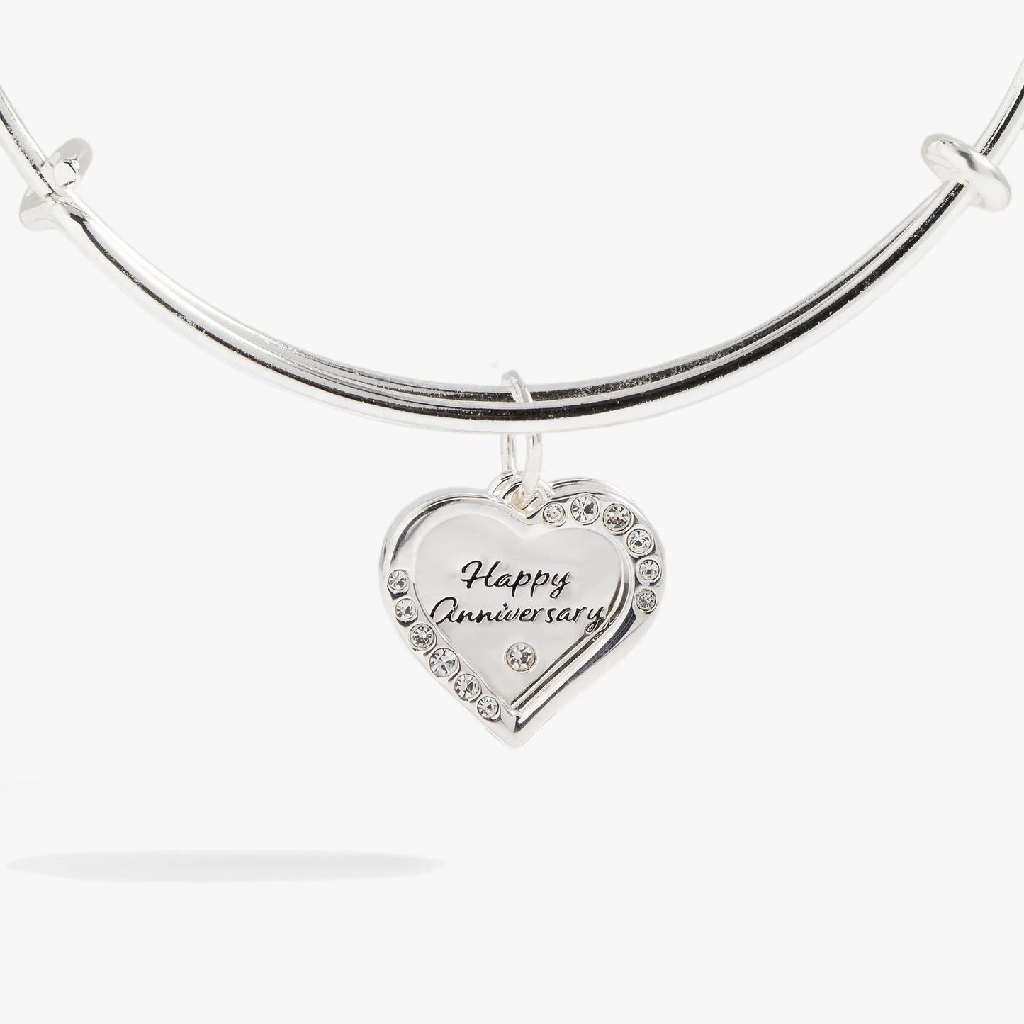 Anniversary Heart Bangle with Crystal Heart Charm