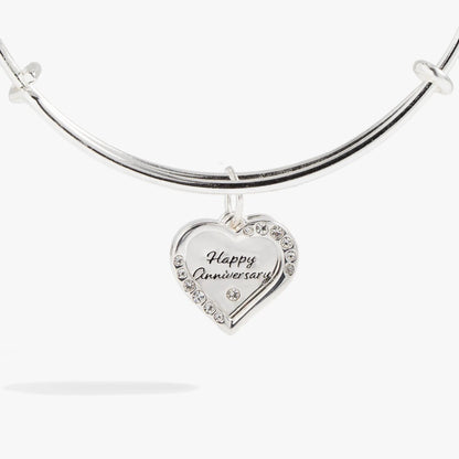 Anniversary Heart Bangle with Crystal Heart Charm