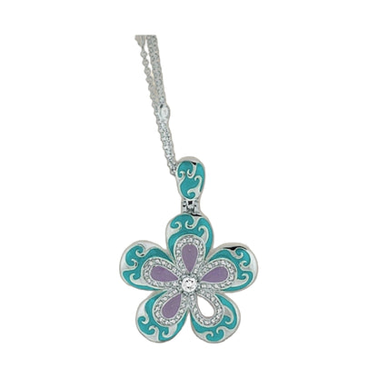 Happy Days Daisy Necklace in teal and lavender with crystal accents by Lauren G Adams on Tampa Home & Garden Store