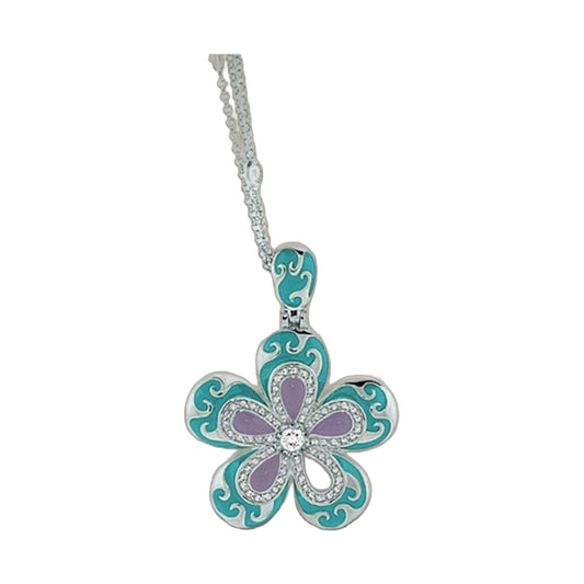Happy Days Daisy Necklace in teal and lavender with crystal accents by Lauren G Adams on Tampa Home & Garden Store