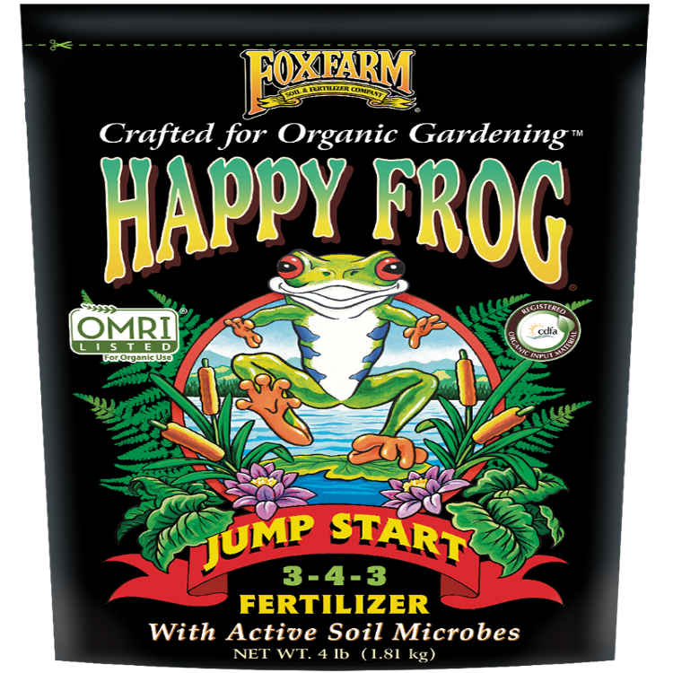 Happy Frog Jump Start Fertilizer, FoxFarm, 4 lb bag, organic with active soil microbes on Tampa Home & Garden Store