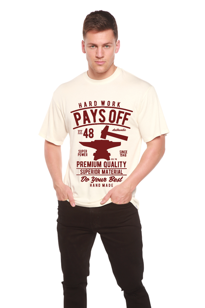 Hard Work Pays Off men's bamboo viscose/organic cotton tee cream by Spun Bamboo on Tampa Home & Garden Store
