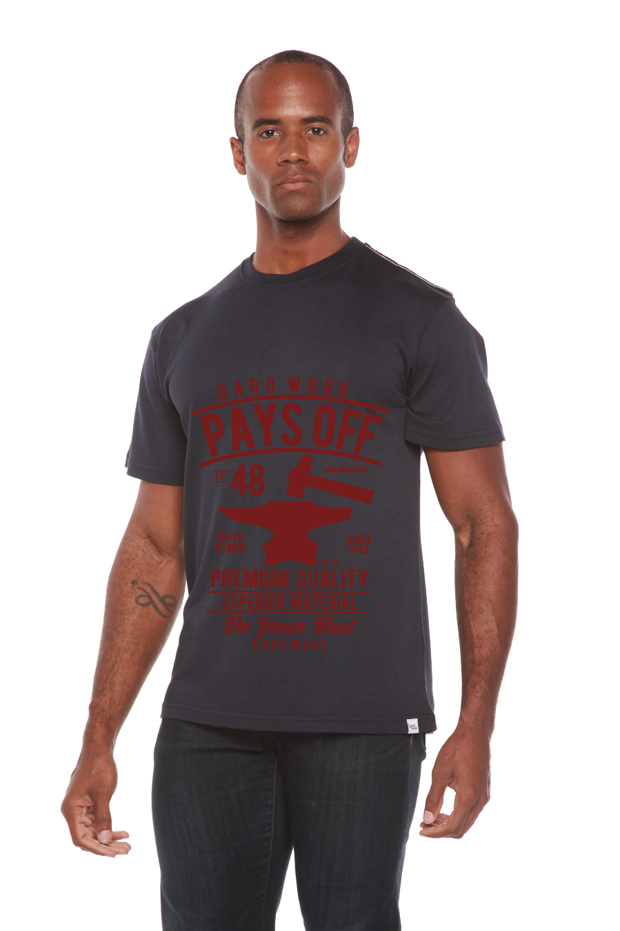 Men's black bamboo viscose/organic cotton graphic T-shirt by Spun Bamboo with red print on Tampa Home & Garden Store