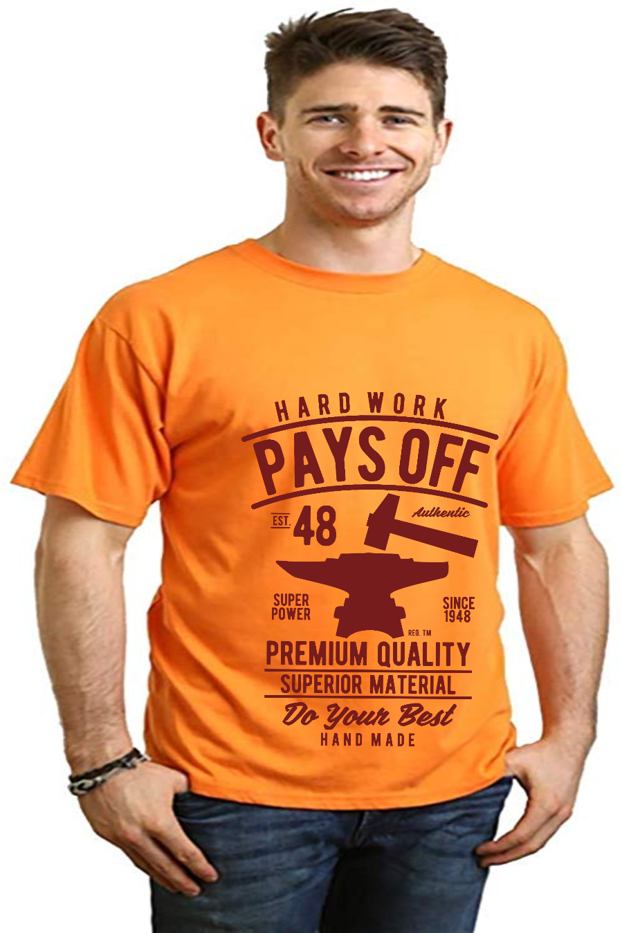 Men's T-shirt with Hard Work Pays Off print, bamboo viscose/organic cotton by Spun Bamboo on Tampa Home & Garden Store
