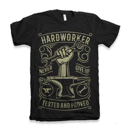 Hard Worker men's black bamboo viscose organic cotton graphic tee with beige print Spun Bamboo on Tampa Home & Garden Store