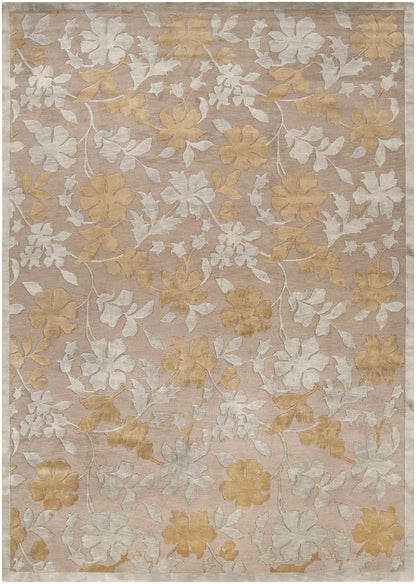 Hardy Area Carpet rug with taupe background and ivory gold floral motif Boutique Rugs on Tampa Home & Garden Store