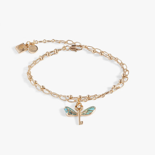 Harry Potter Flying Keys bracelet gold-tone chain with turquoise winged key pendant by ALEX AND ANI on Tampa Home & Garden Store