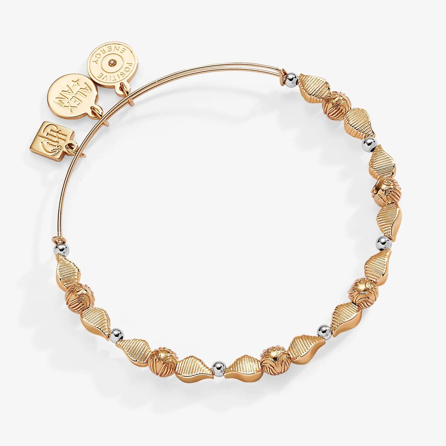 Harry Potter Golden Snitch beaded bangle by ALEX AND ANI, rose-gold ribbed shell beads on Tampa Home & Garden Store