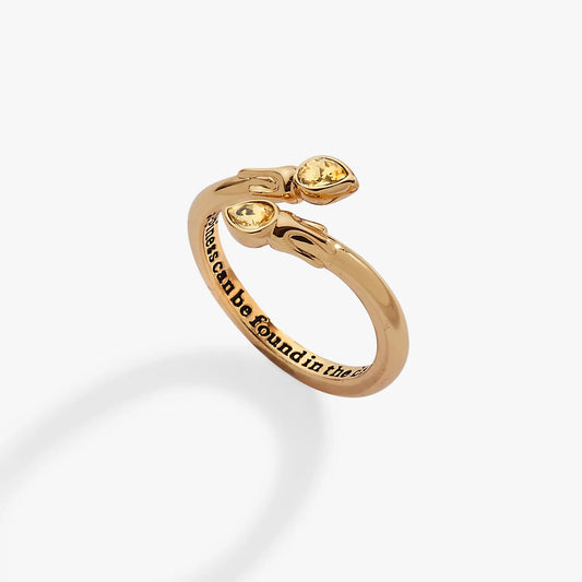 Harry Potter Great Hall Candle Wrap Ring, gold-tone ring with two yellow stones on Tampa Home & Garden Store