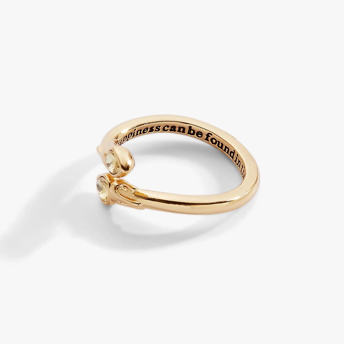 Harry Potter Great Hall Candle Wrap Ring rose gold with crystal accent and engraved script on Tampa Home & Garden Store
