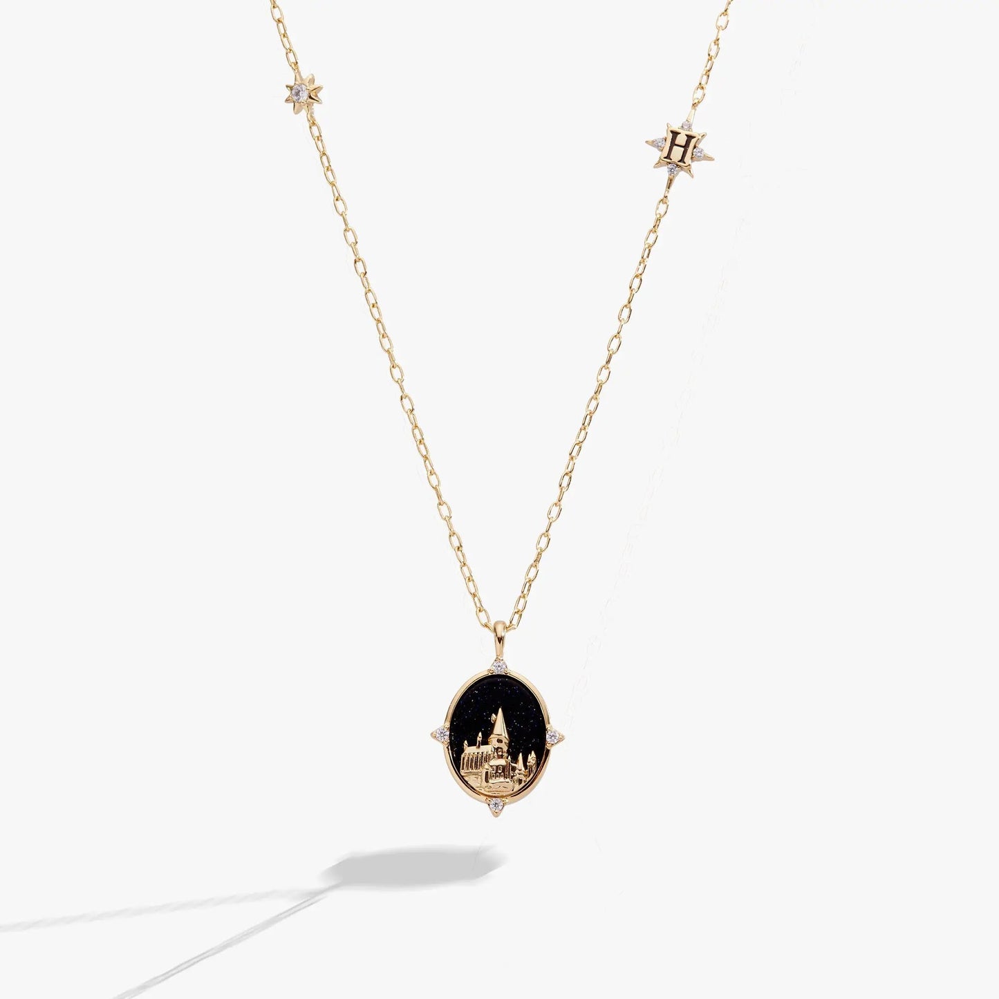Harry Potter Hogwarts Pendant Necklace by ALEX AND ANI gold-tone chain with Hogwarts pendant on Tampa Home & Garden Store