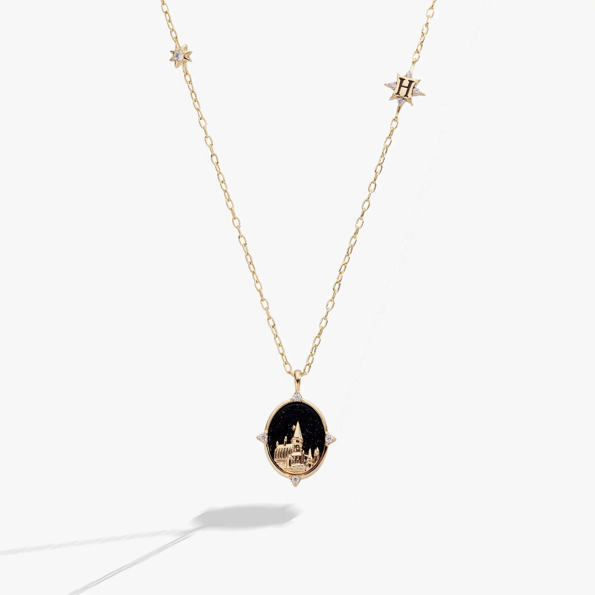 Harry Potter Hogwarts Pendant Necklace by ALEX AND ANI gold-tone chain with Hogwarts pendant on Tampa Home & Garden Store