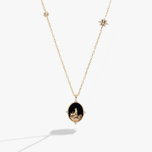 Harry Potter Hogwarts Pendant Necklace by ALEX AND ANI gold-tone chain with Hogwarts pendant on Tampa Home & Garden Store