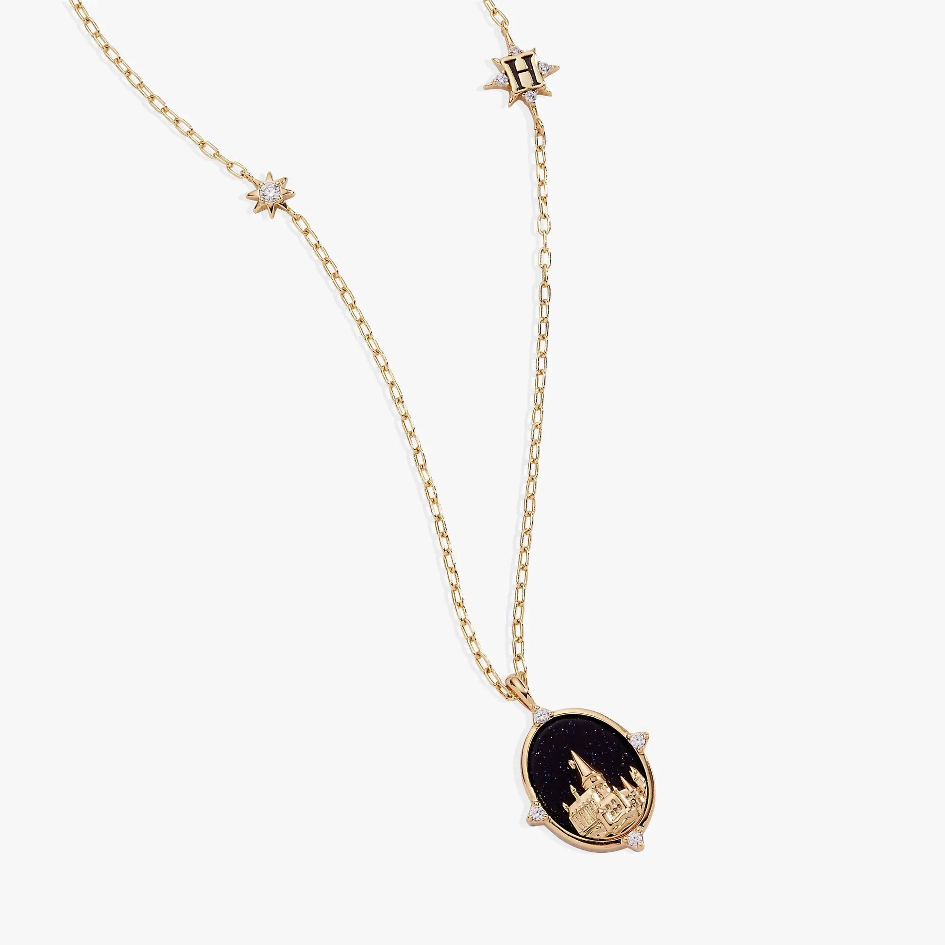Harry Potter Hogwarts pendant necklace by Alex and Ani, gold-tone chain with blue charm on Tampa Home & Garden Store
