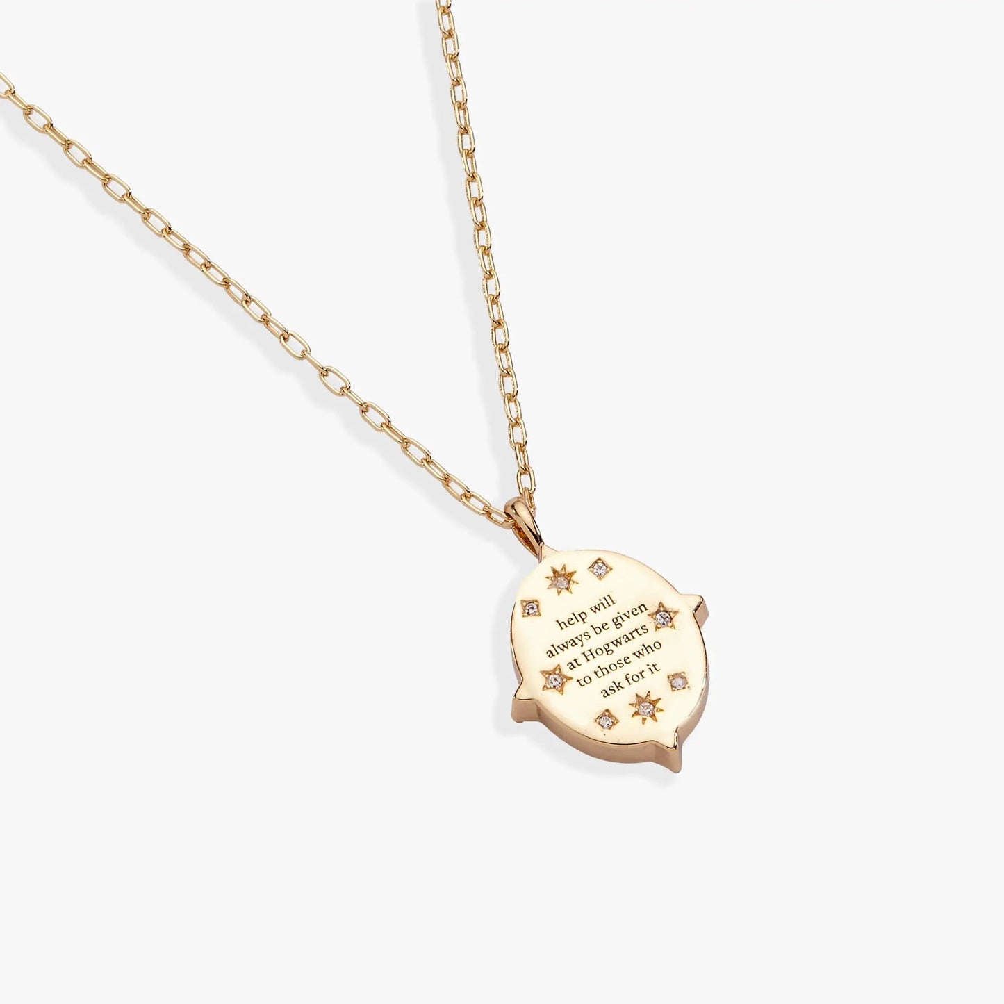 Harry Potter Hogwarts Pendant Necklace by Alex and Ani, gold-tone chain with quote pendant on Tampa Home & Garden Store