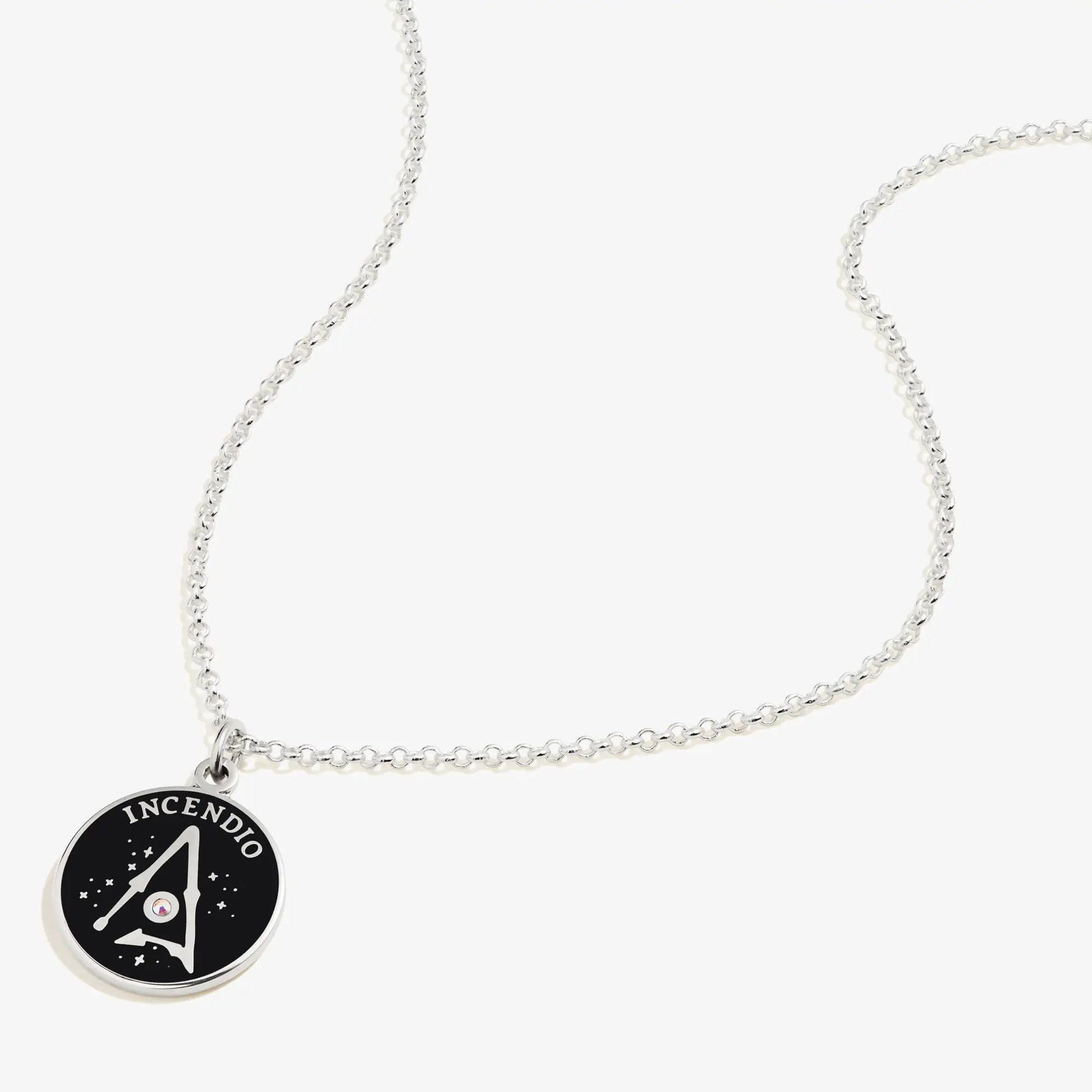 Harry Potter Incendio necklace by ALEX AND ANI, adjustable silver-tone chain with black pendant on Tampa Home & Garden Store