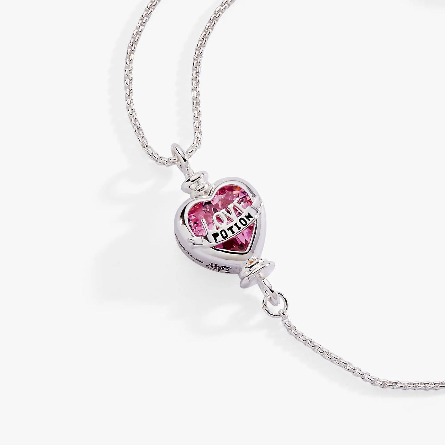 Alex and Ani Harry Potter Love Potion crystal pull chain bracelet with pink heart pendant on Tampa Home & Garden Store