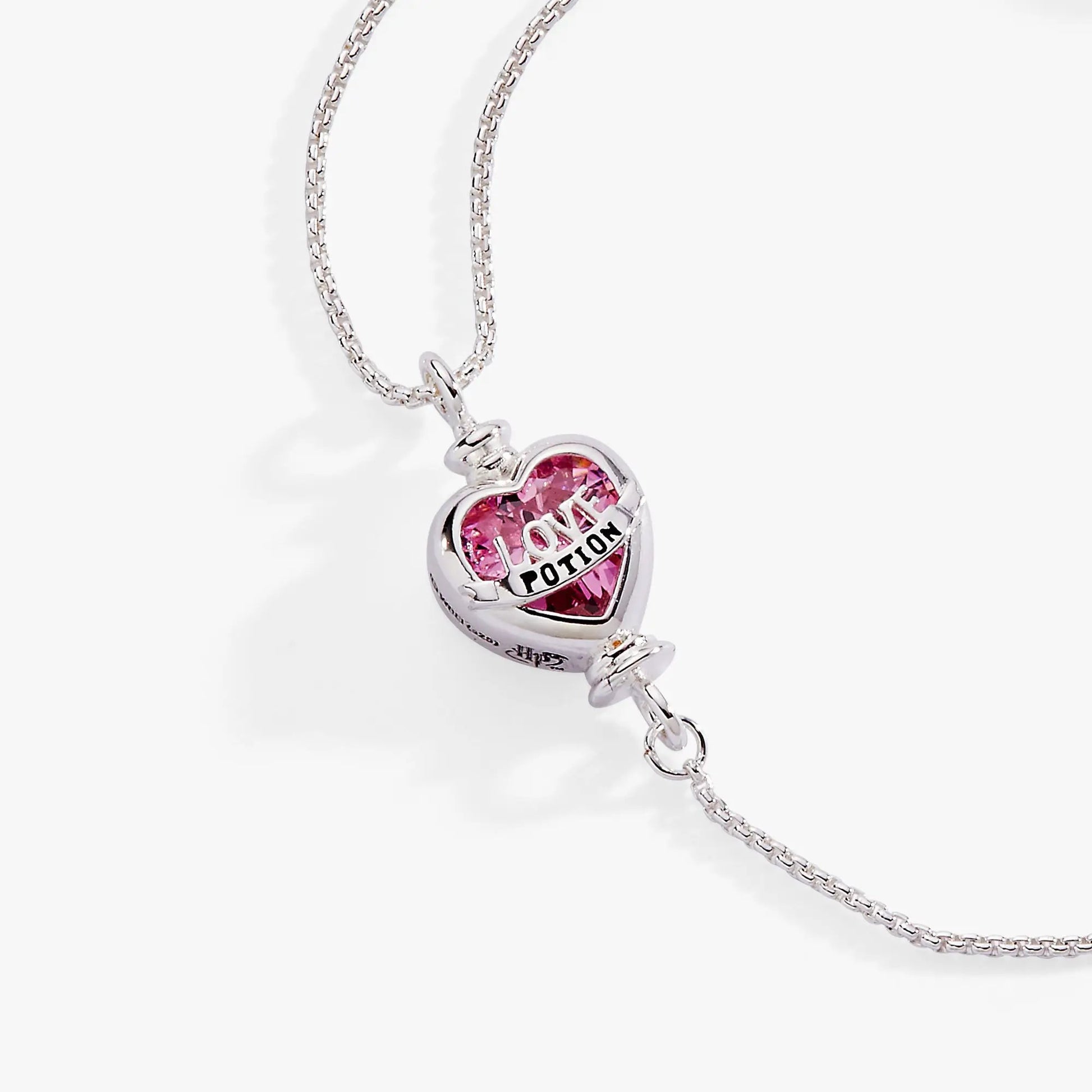 Alex and Ani Harry Potter Love Potion crystal pull chain bracelet with pink heart pendant on Tampa Home & Garden Store
