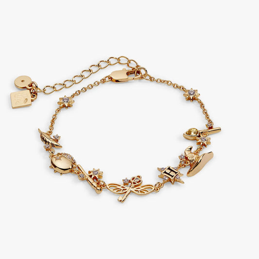Gold-tone Harry Potter Mixed Icon Inline Charm Bracelet ALEX AND ANI with star charms on Tampa Home & Garden Store