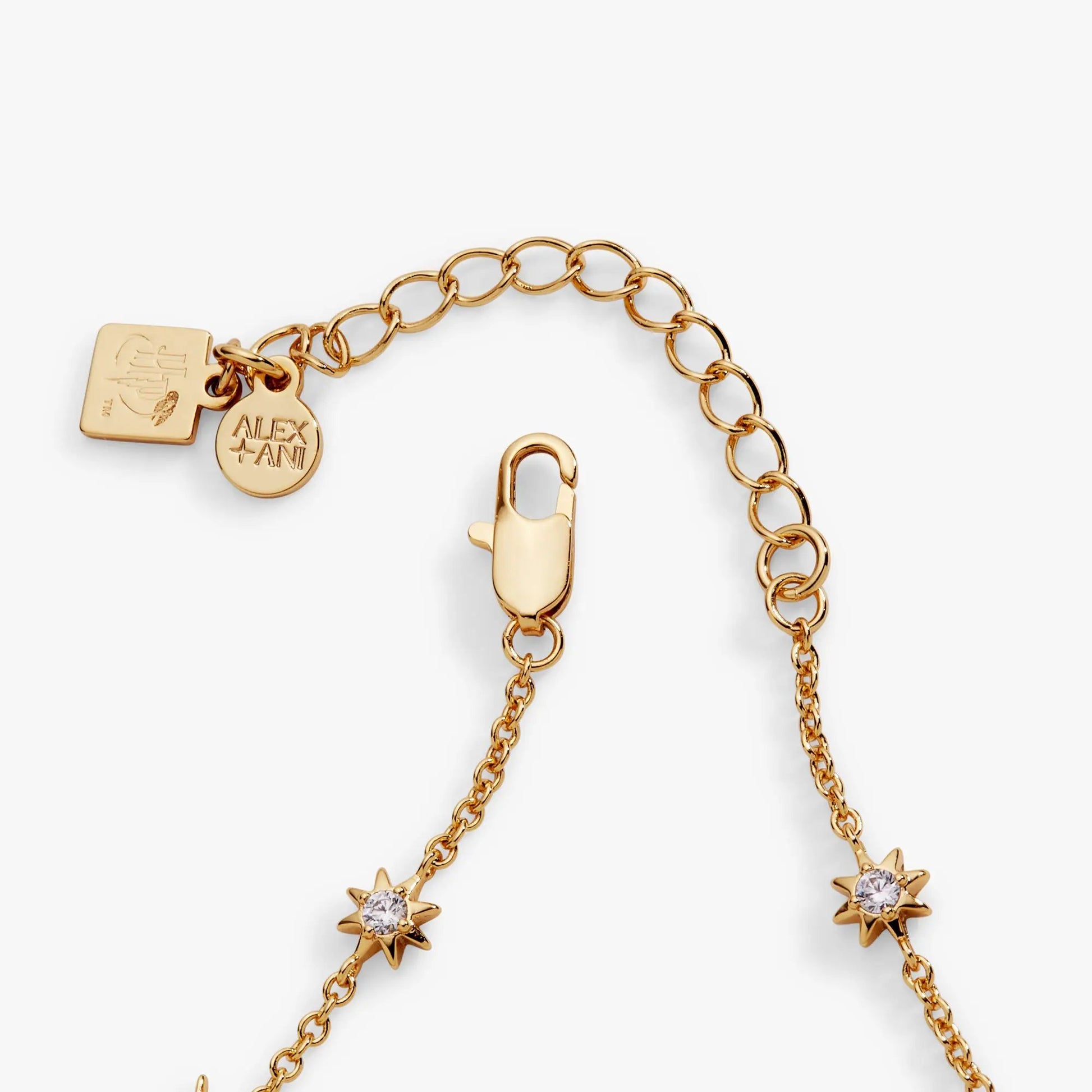 Harry Potter Mixed Icon Inline Charm Bracelet by Alex and Ani, gold-tone chain with crystal stars on Tampa Home & Garden Store