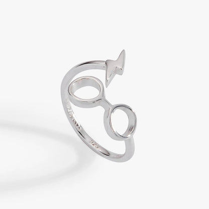 Harry Potter Glasses + Scar Ring Wrap, silver tone metal on Tampa Home & Garden Store