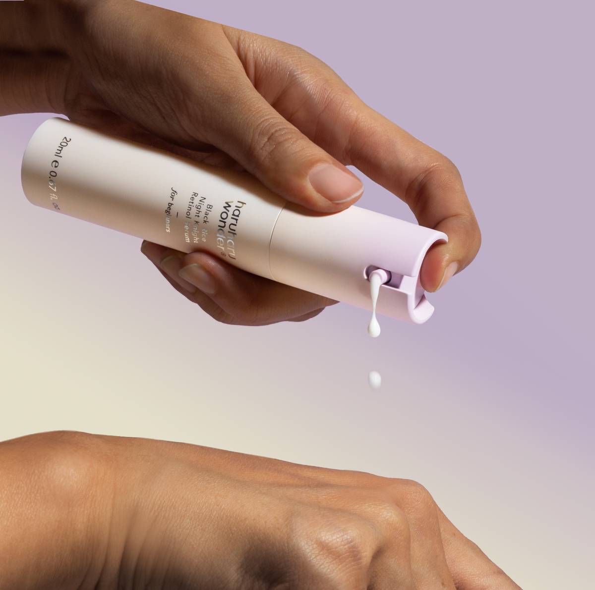 haruharu wonder Black Rice Night Knight Retinol Serum bottle being squeezed, 20ml on Tampa Home & Garden Store