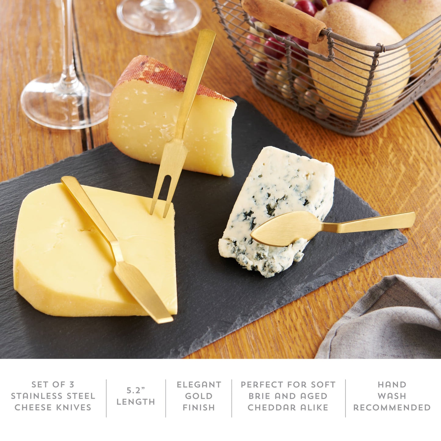 Premium Gold Cheese Knife Set of Three Pieces