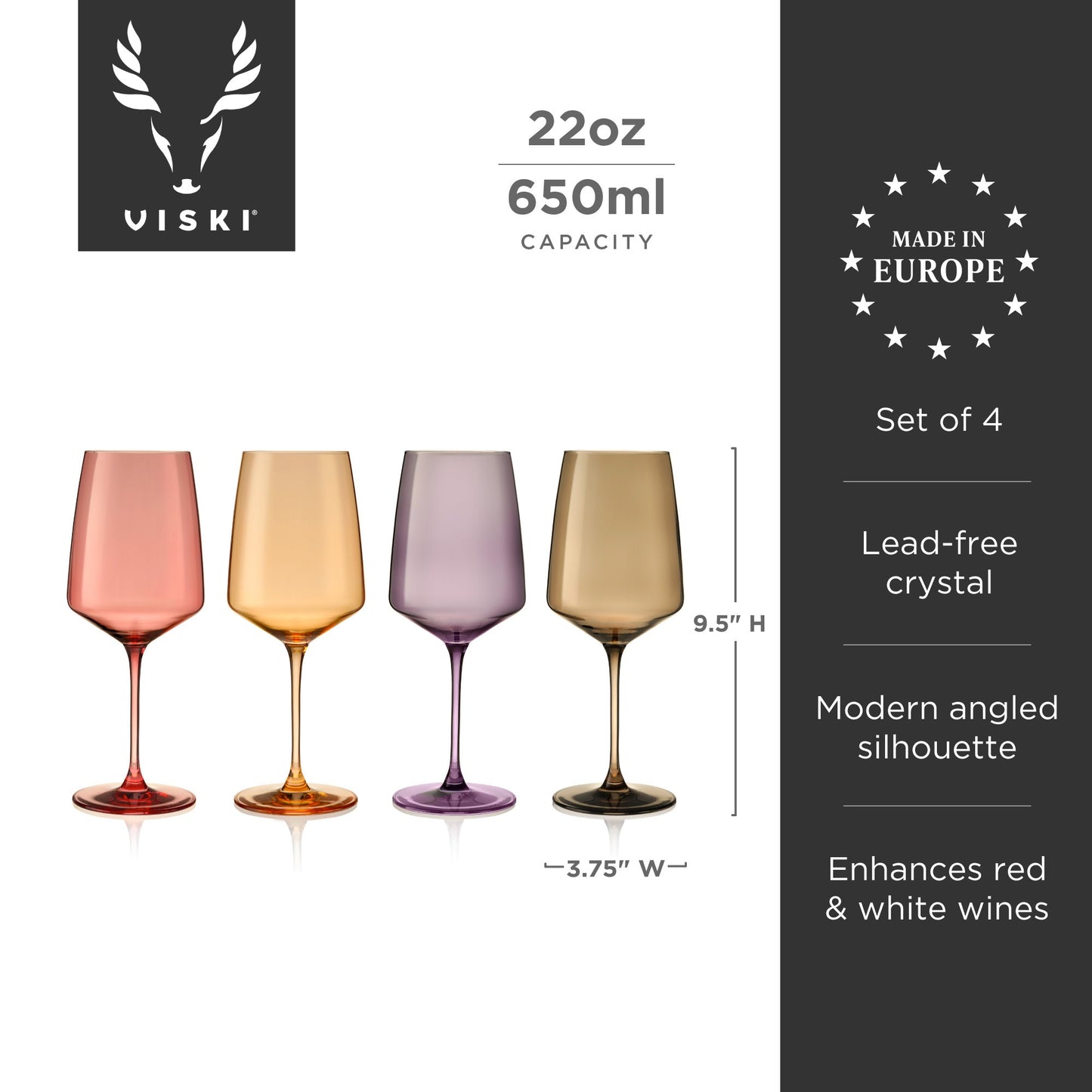 Reserve Nouveau Crystal Wine Glasses Set Of Four