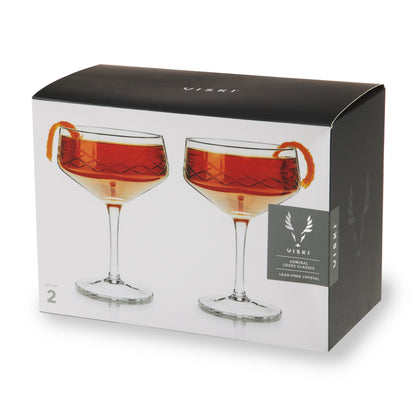 Lead Free Crystal Coupe Glasses and Cocktail Set
