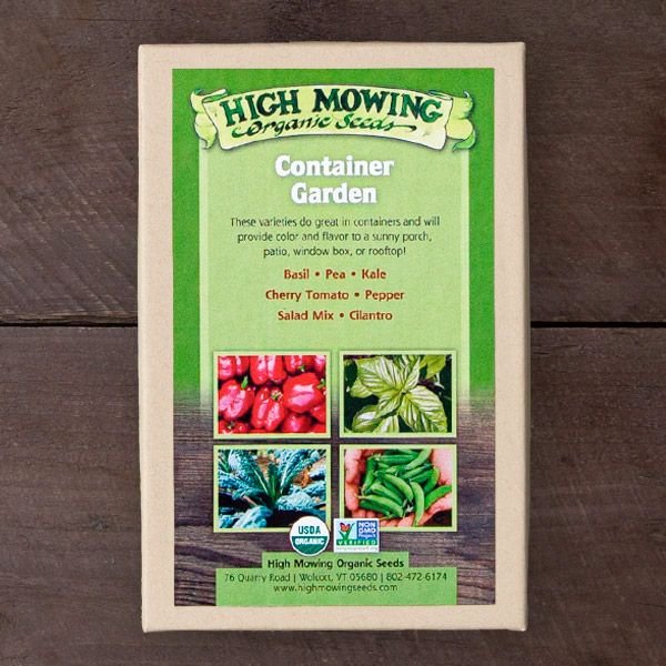 Container Garden Seed Bundles by Seedtime Store with green High Mowing label basil tomato on Tampa Home & Garden Store
