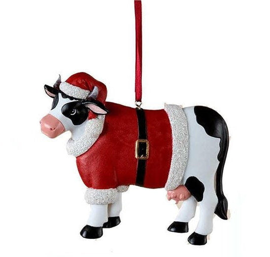 Resin Christmas Cow Ornament - - Tampa Home & Garden Store