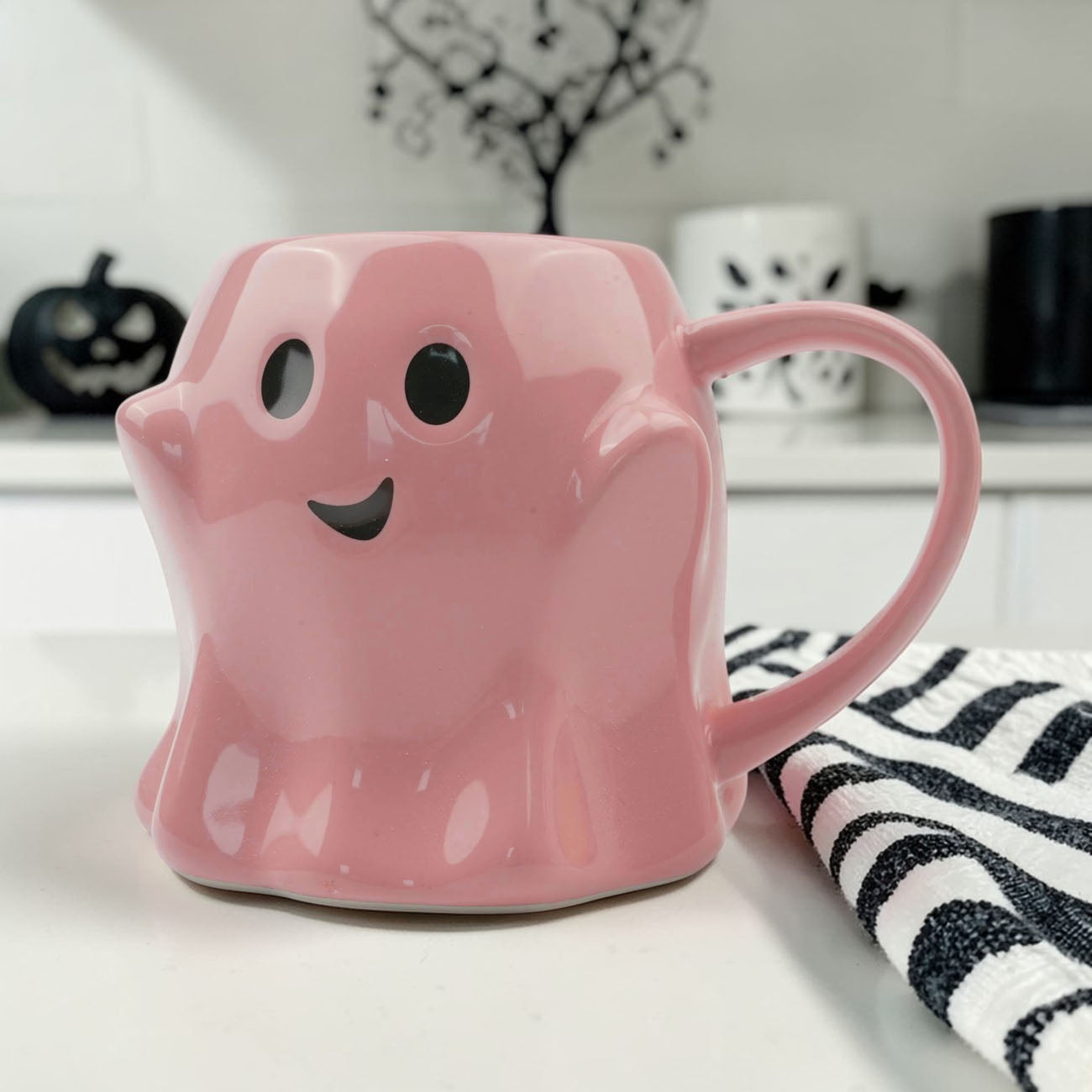 Ghost Mug ceramic pink coffee mug with a cute ghost face Gia Roma on Tampa Home & Garden Store