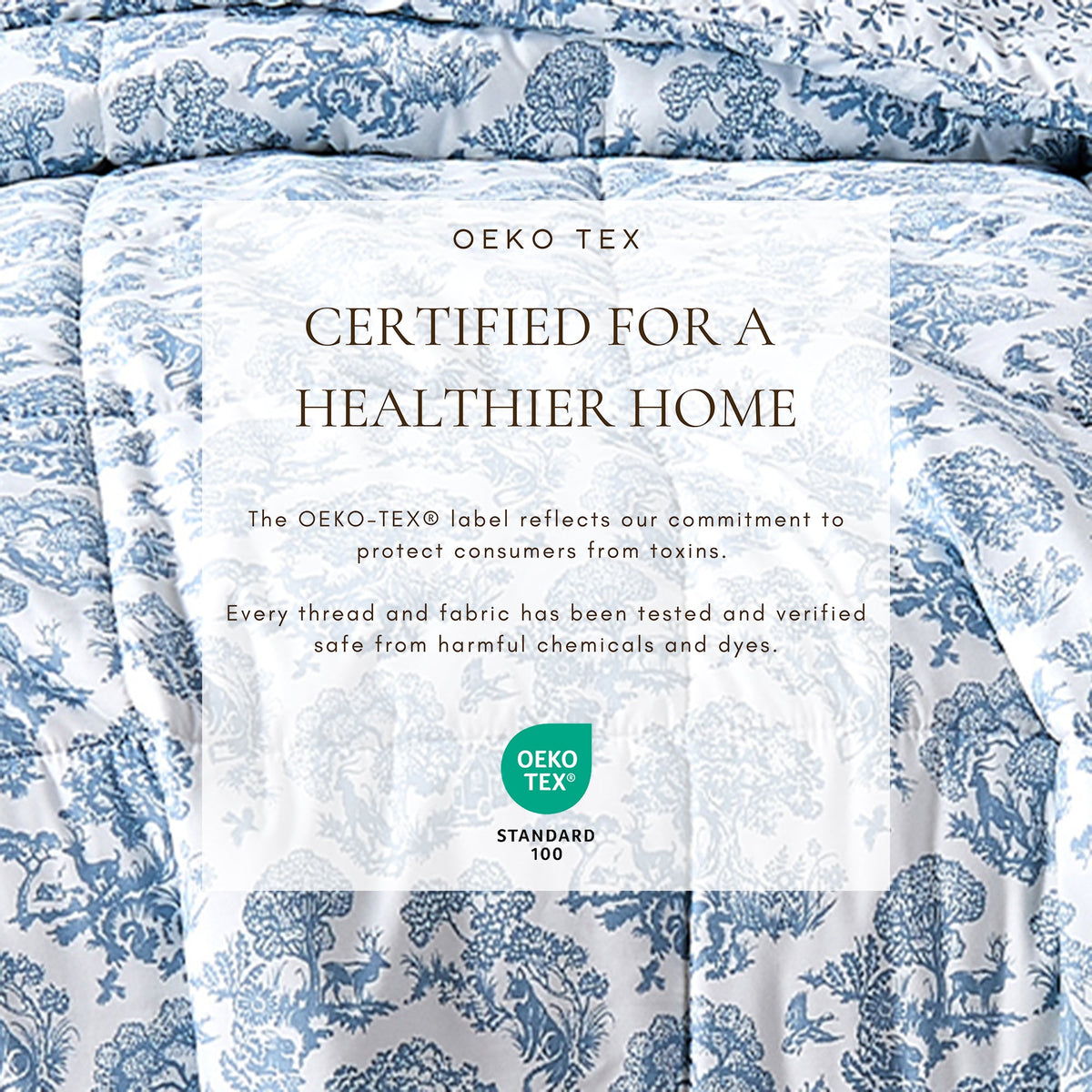 Reversible Comforter Set in blue toile Odette by Great Bay Home OEKO-TEX on Tampa Home & Garden Store