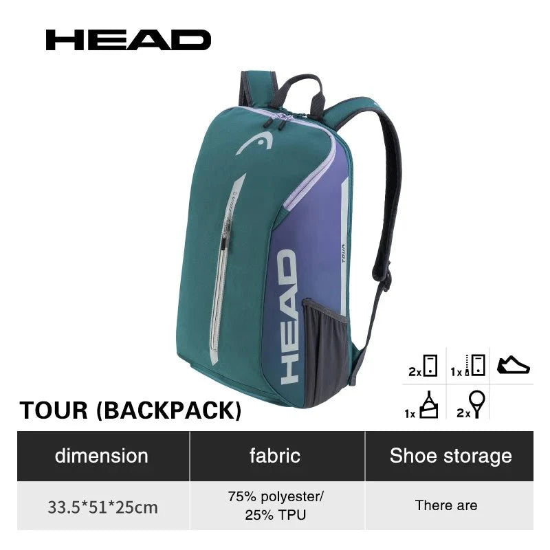 Tennis Racket Backpack by EstaliosFit – 25L two-racket bag in teal with front zip pocket on Tampa Home & Garden Store