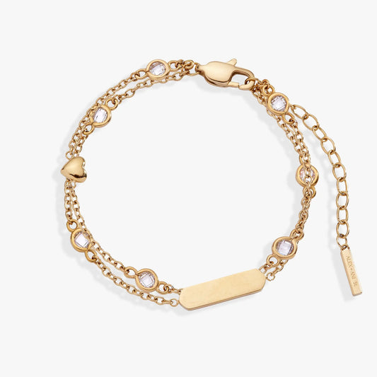 Gold-tone Heart Chain Double-Strand Bracelet with crystal bezel charms by ALEX AND ANI on Tampa Home & Garden Store