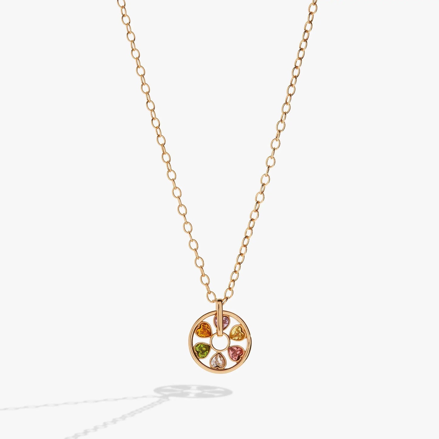 Heart Crystal Wheel Necklace Multicolor Crystals