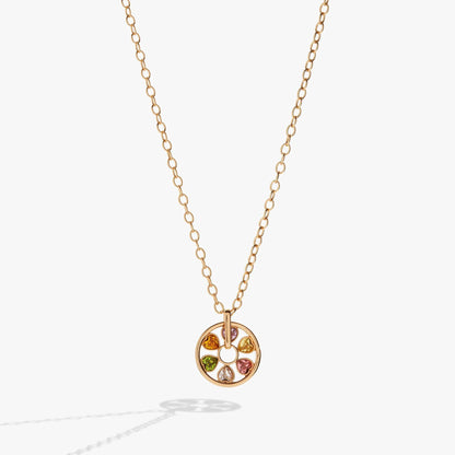 Heart Crystal Wheel Necklace Multicolor Crystals