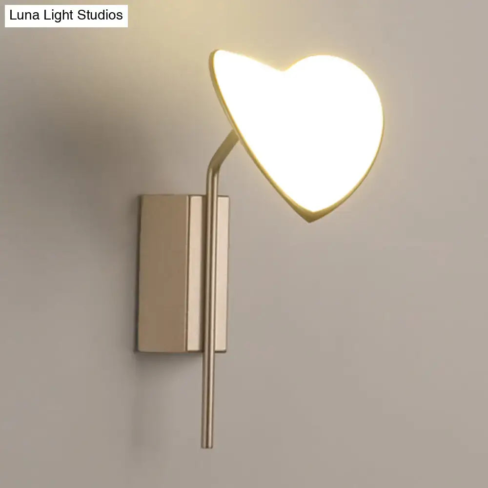 Gold Leaf LED Wall Sconce by Decorbites with heart-shaped shade and brass backplate on Tampa Home & Garden Store