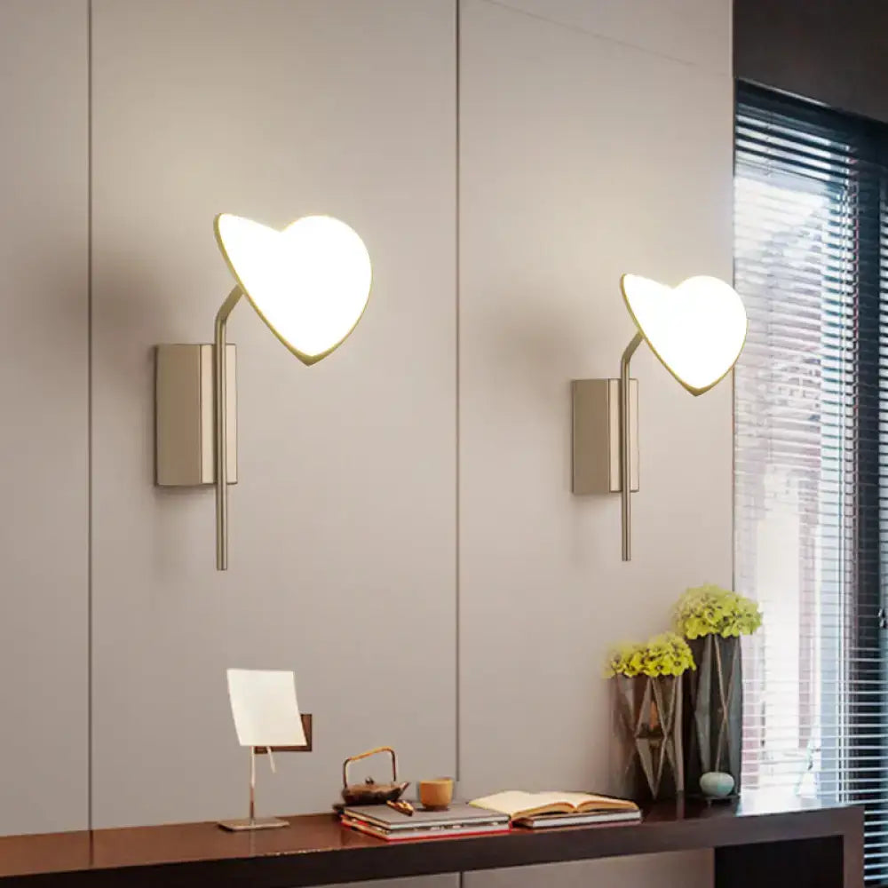 Gold Leaf LED Wall Sconce pair by Decorbites with heart-shaped brass shades on wall on Tampa Home & Garden Store