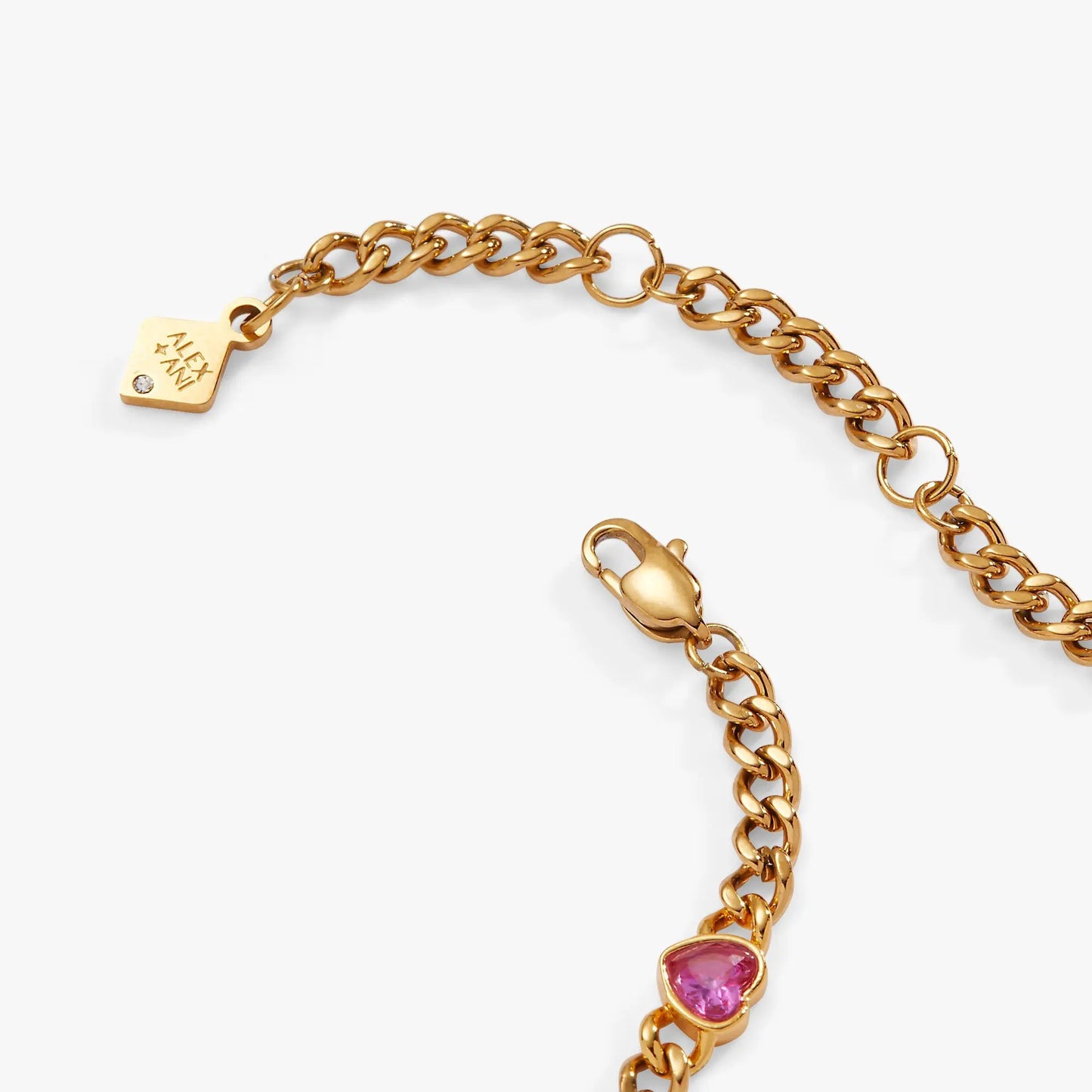 Heart Curb Chain Bracelet and Crystal Hearts