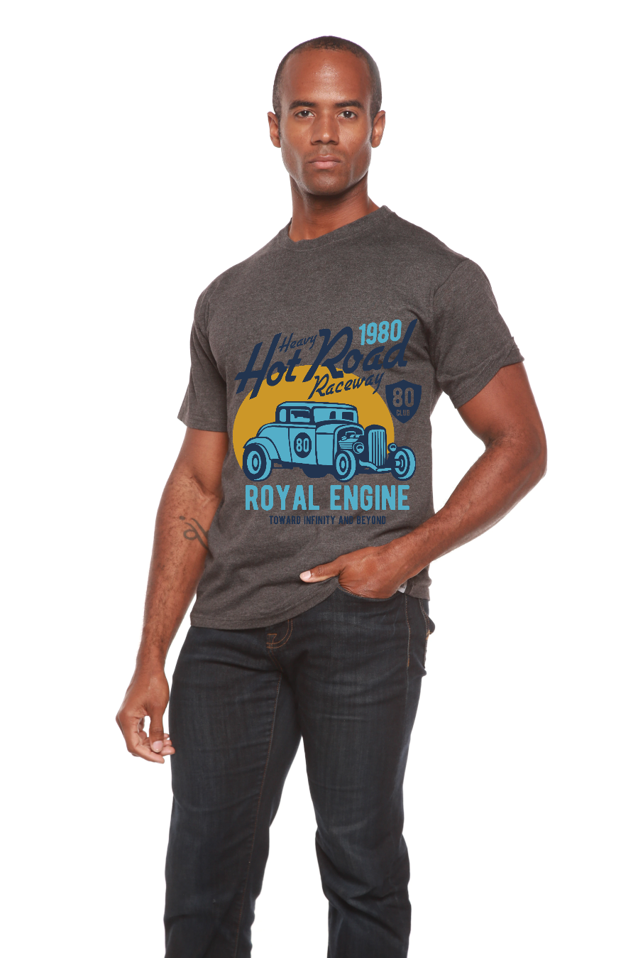 Heavy Hot Road men's bamboo viscose organic cotton shirt with race car print by Spun Bamboo on Tampa Home & Garden Store