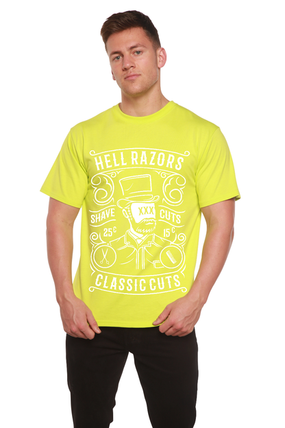 Hell Razors men's bamboo viscose/organic cotton short sleeve graphic T-shirt neon lime on Tampa Home & Garden Store