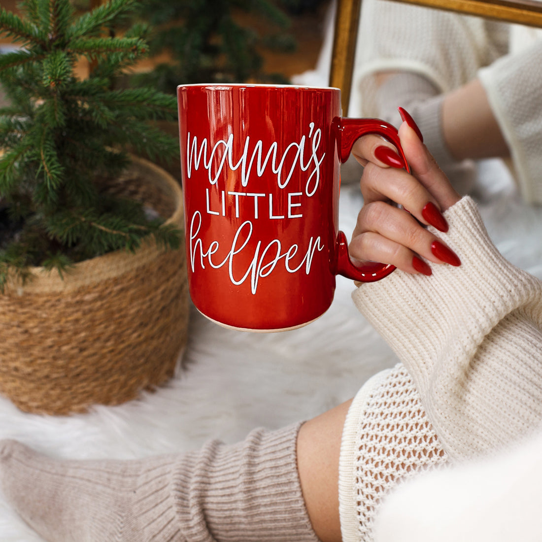 Mama's Little Helper mug by Gia Roma, red ceramic on Tampa Home & Garden Store