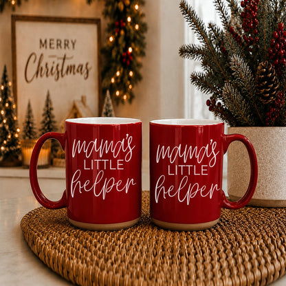 Mama's Little Helper coffee mugs Gia Roma red ceramic two mugs on Tampa Home & Garden Store