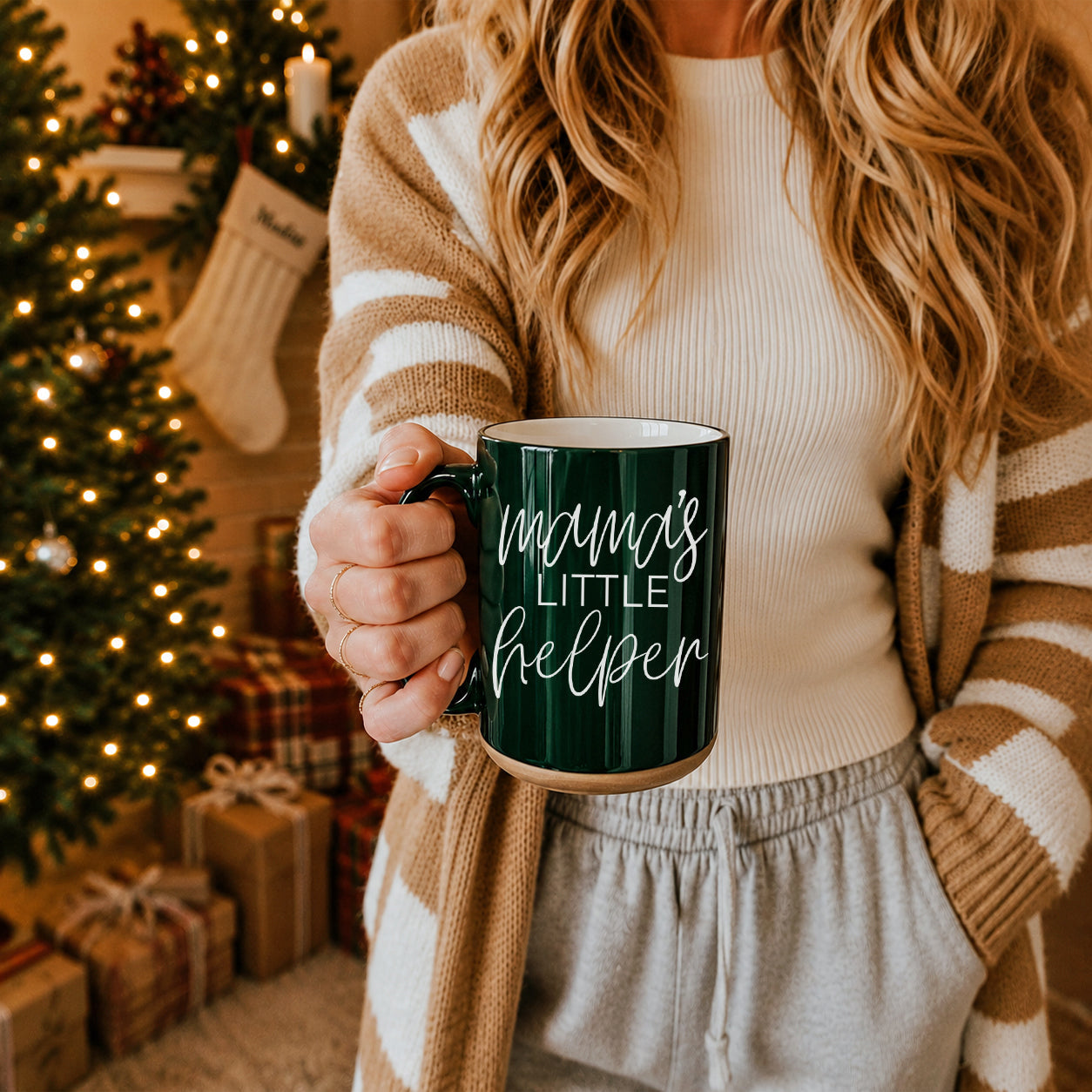 Mama's Little Helper coffee mug dark green ceramic Gia Roma on Tampa Home & Garden Store