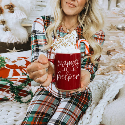 Mama's Little Helper mug by Gia Roma, red ceramic mug with marshmallows and candy cane on Tampa Home & Garden Store